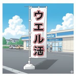 ウエル活と書かれたのぼり